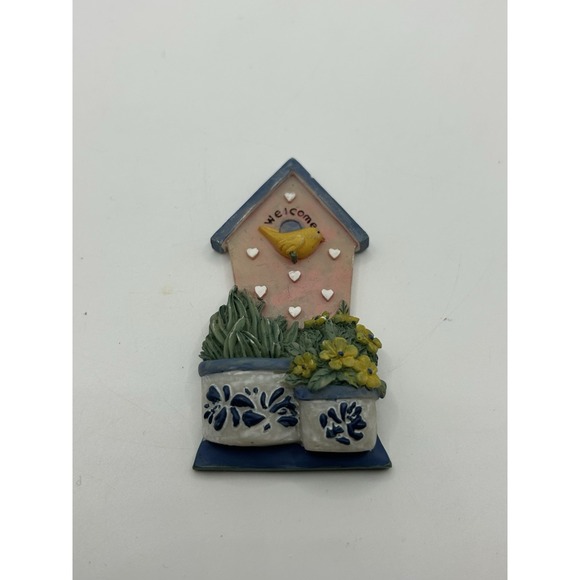 Vintage Lot Of 3 Birdhouse, Angel, Covered Bridge Magnets Hand Painted - Picture 4 of 7